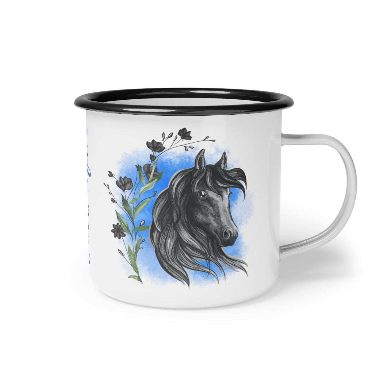 Custom Horse Mug, Enamel Horse Coffee Cup - The Naughty Equestrian