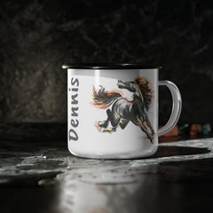 Custom Horse Mug, Enamel Horse Coffee Cup - The Naughty Equestrian