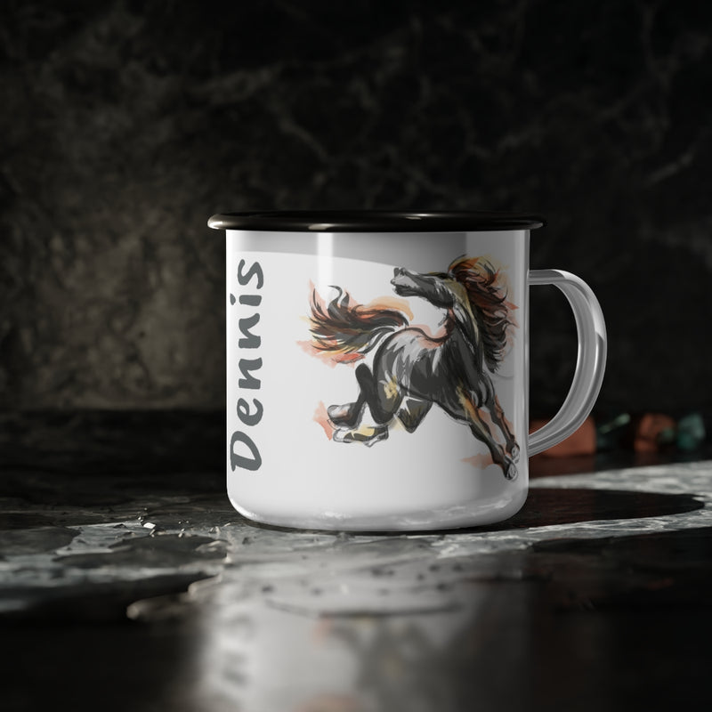 Custom Horse Mug, Enamel Horse Coffee Cup - The Naughty Equestrian