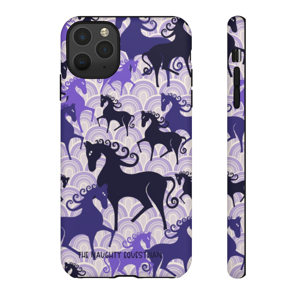 Purple Atomic Horse iPhone Tough Case | Naughty Equestrian Mid Century Modern Phone Case - The Naughty Equestrian