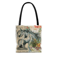 Watercolor Horse Vintage Newsprint Tote - The Naughty Equestrian