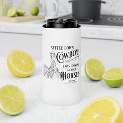 Simmer Down Cowboy Funny Can Cooler - The Naughty Equestrian
