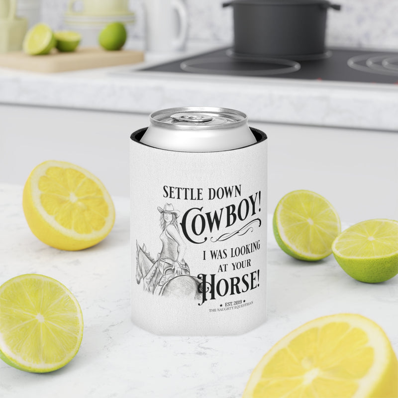 The Naughty Equestrian Simmer Down Cowboy Funny Can Cooler
