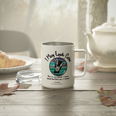 I May Look Calm Goat Headbutt Western Mug, Camp Cup