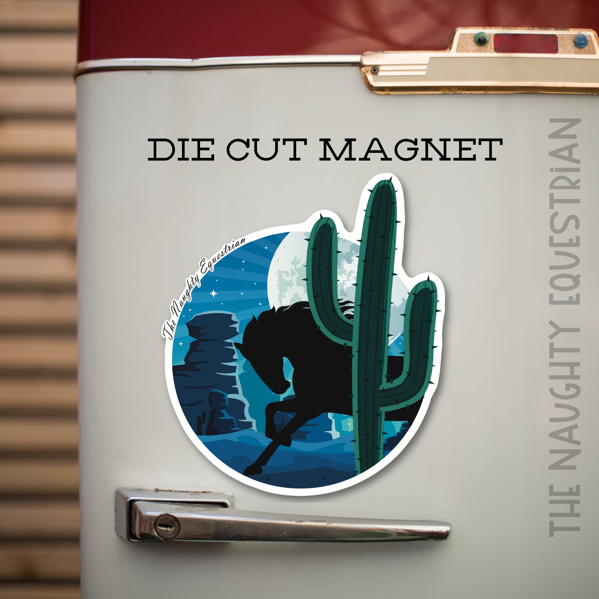 Desert Cactus Wild Horse Refrigerator Magnet, Western