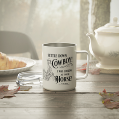 Simmer Down Cowboy Western Mug, Camp Cup