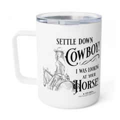 Simmer Down Cowboy Western Mug, Camp Cup