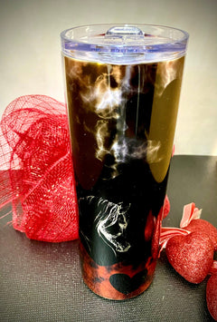 The Naughty Equestrian Naughty Wine Accessories Black and Red Heart and Horse Naughty Skinny Tumbler 20 oz