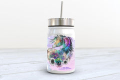 The Naughty Naughty Equestrian Drinkware, Mugs, Tumblers Watercolor Naughty Mason Jar Tumbler 17 oz